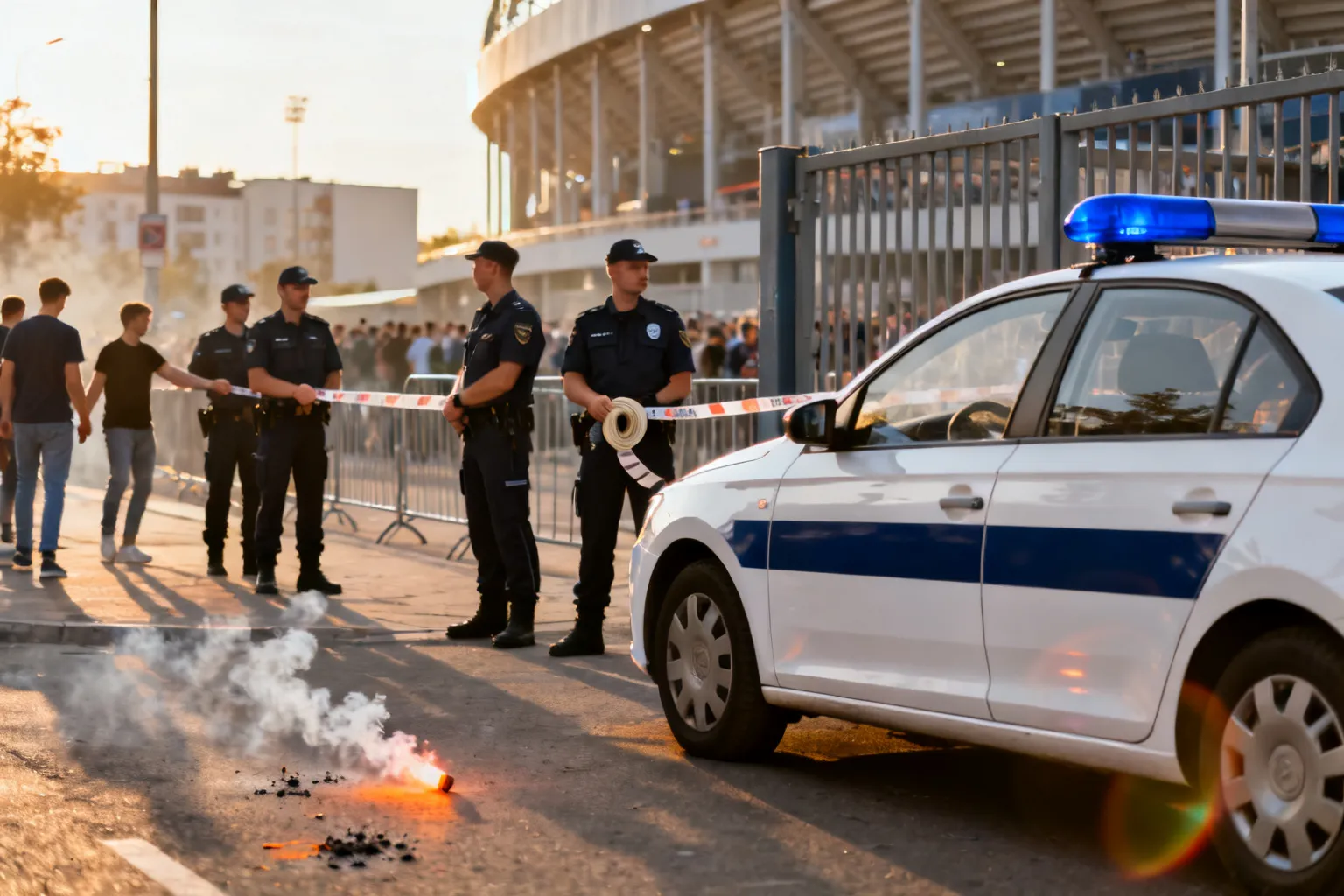 Policja zabezpieczała mecz GKS Katowice – Pogoń Szczecin; odpalono pirotechnikę