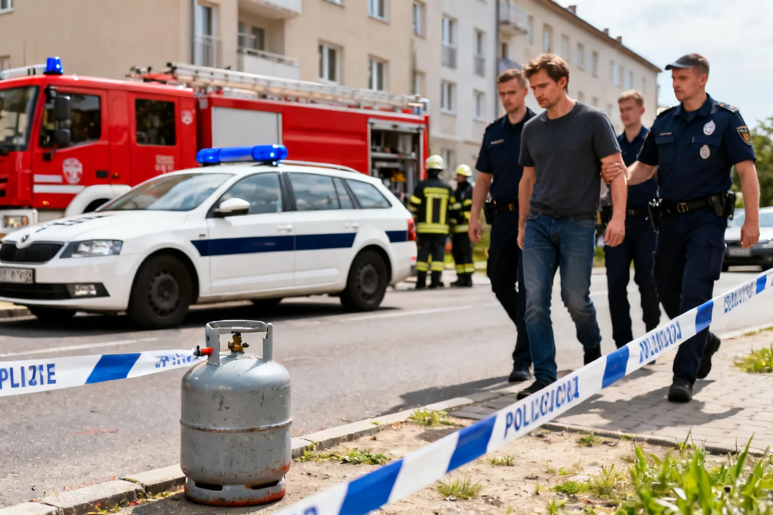 Pożar w centrum Bytomia. 43-latek zatrzymany po użyciu butli gazowej