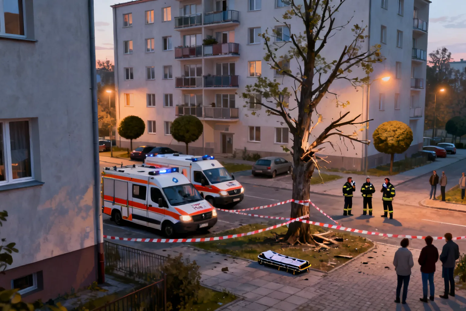 Mężczyzna spadł z 9. piętra na Rakowie w Częstochowie. Przeżył po uderzeniu w drzewo