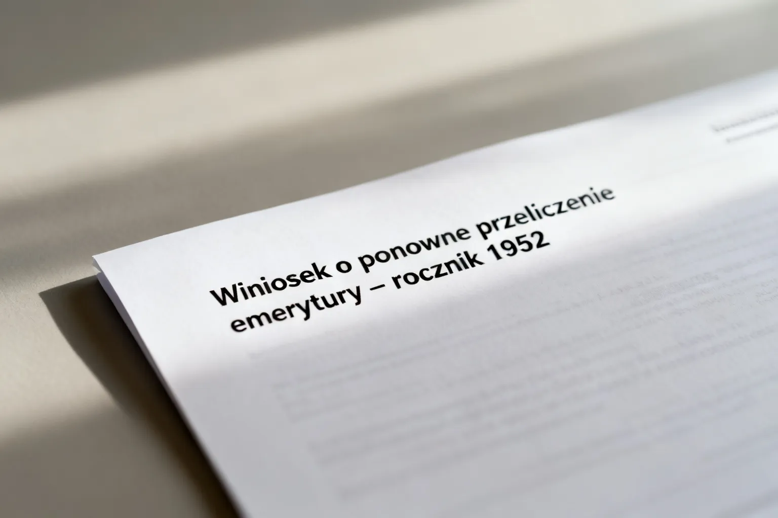 Wniosek o ponowne przeliczenie emerytury – rocznik 1952