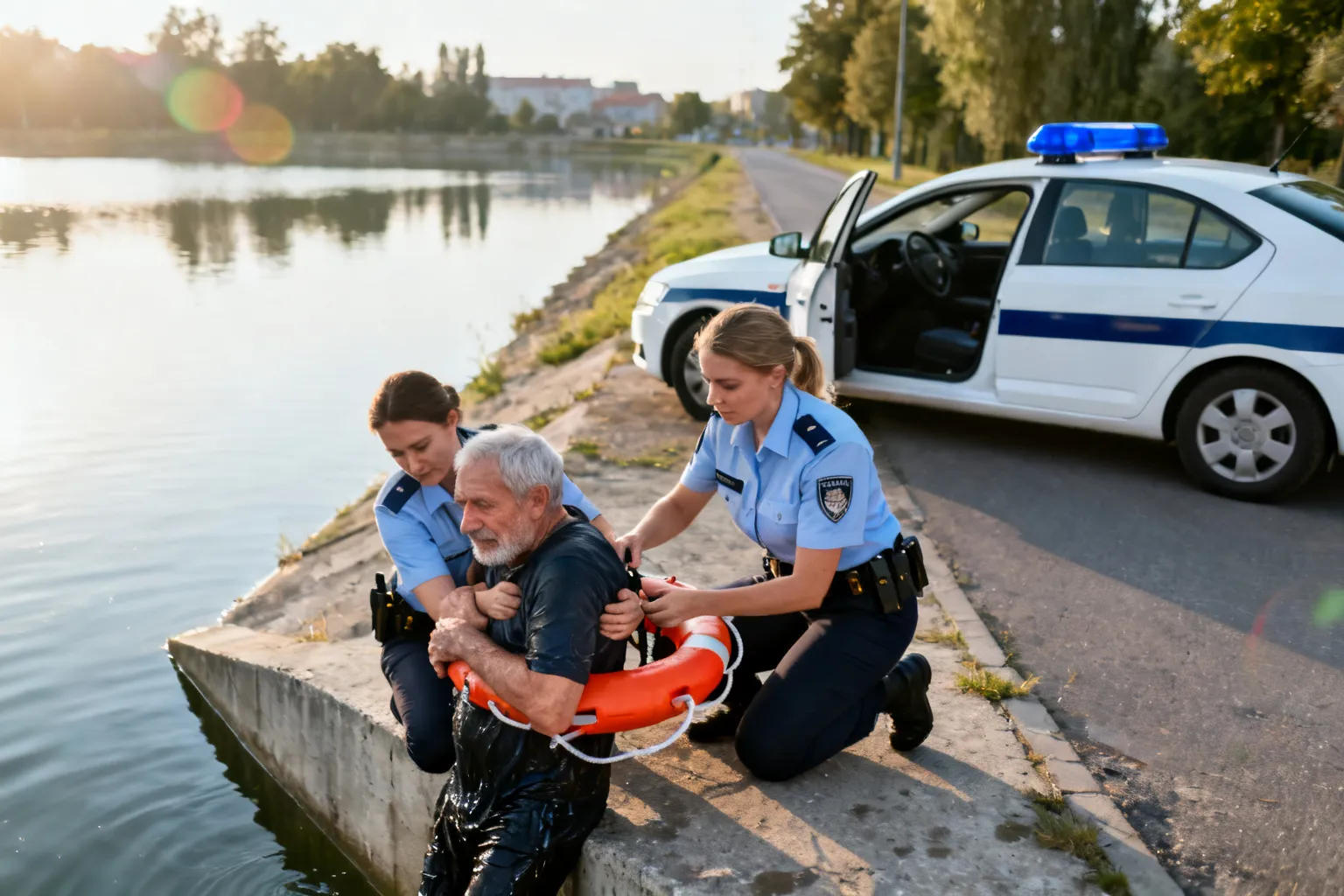 Policjantki z Częstochowy uratowały 70-latka ze zbiornika wodnego