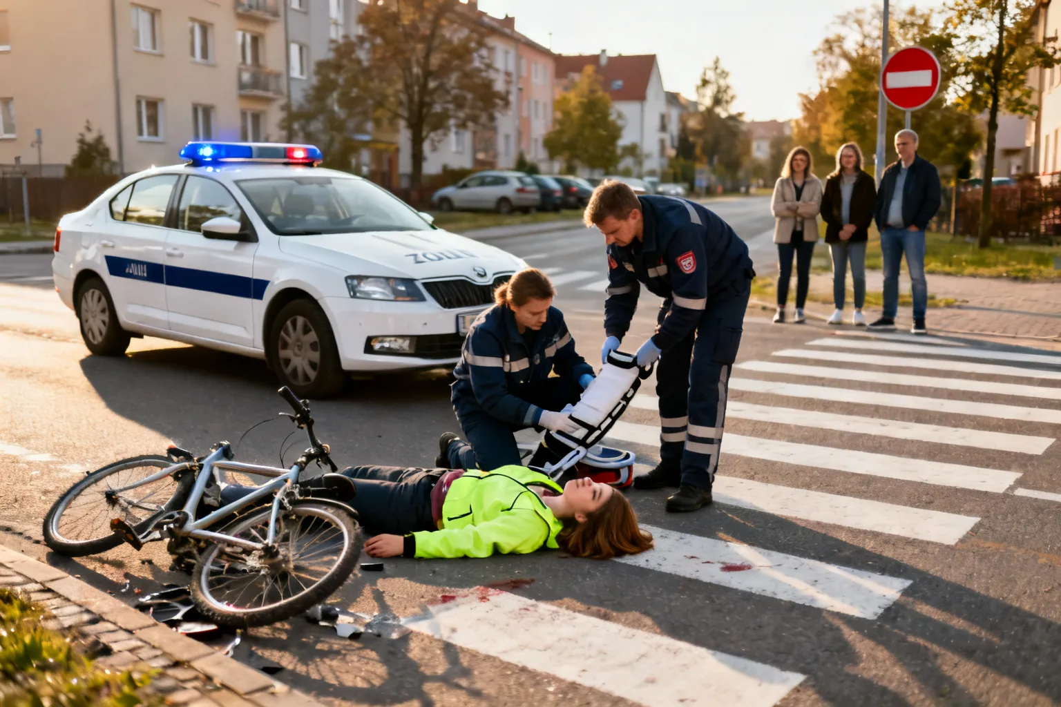 Potrącenie rowerzystki na przejeździe w Żorach